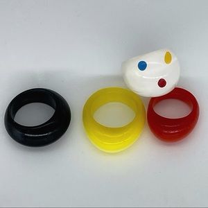 Set Retro Domed Resin Ring Set